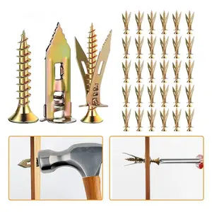60 Pack No Drill Drywall Anchors and Screws Heavy Duty Zinc Plated Steel Self Drilling Self Tapping Anchors for TV Bicycle Cabinet Kitchen Bathroom Fixing