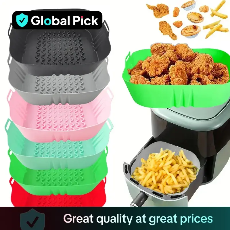 Air Fryer Liner, 2 Counts Reusable Air Fryer Silicone Insert, Food Safe Air Fryer Oven Accessories, Household Kitchen Appliance Parts