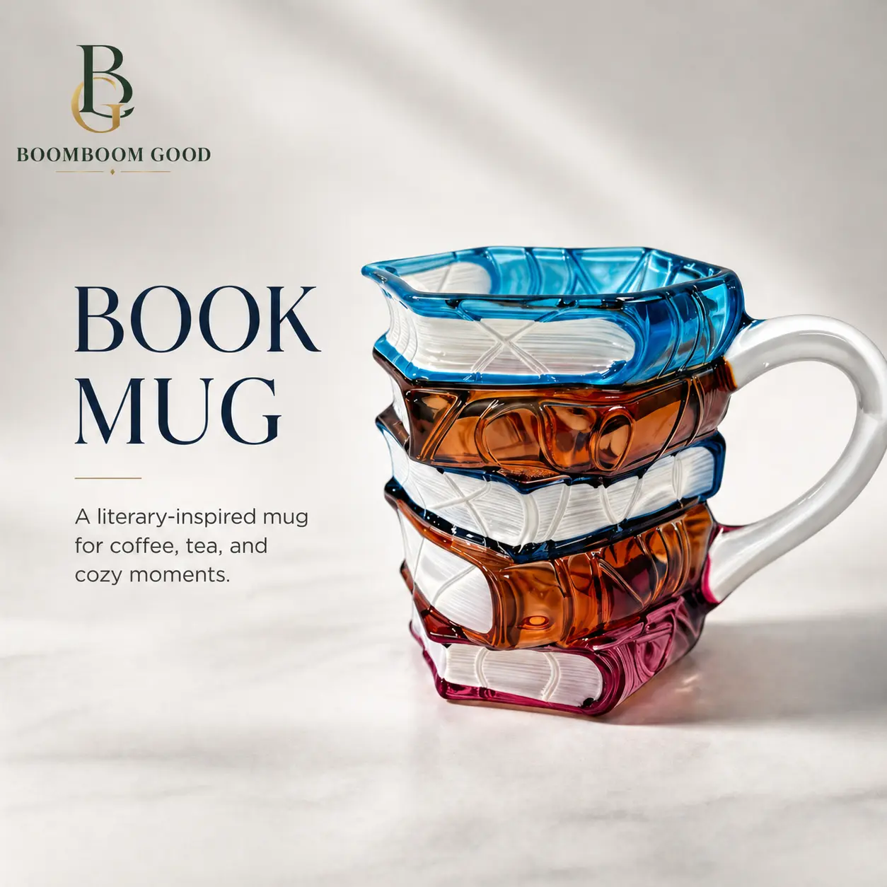 Creative 3D Stacked Book Ceramic Coffee Mug, Colorful Novelty Book Cup for Literature Lovers, Unique Gift for Friends & Family, Size 3.35 × 2.95 × 4.72 in