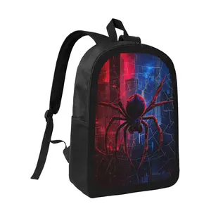 Spider Web 3 School Backpack |   Lightweight Large Capacity with Bold Print, Adjustable Shoulder Strap, Zip Closure, Suitable for Teens and Teenager, Ideal for Daily School, Travel, Comic Con - Red and Blue Design, Sturdy Shoulder Strap, For Teenager