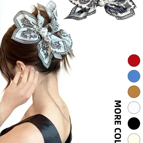1 piece of ladies' sweet and elegant French retro paisley print layered fabric bow hair clip - large retro hair accessory, stable and fixed high ponytail bun hairstyle, fashionable and suitable for daily hair accessories Hairclips
