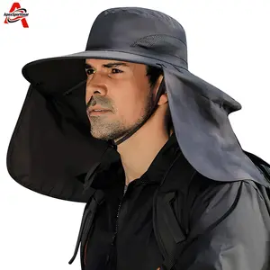 ApexSportGear 2Pc Pack Unisex Adventure Sun Hat UPF50+ Waterproof Fishing Hat with Detachable Neck Shield, Lightweight & Breathable for Outdoor Hiking Camping Fishing Activities