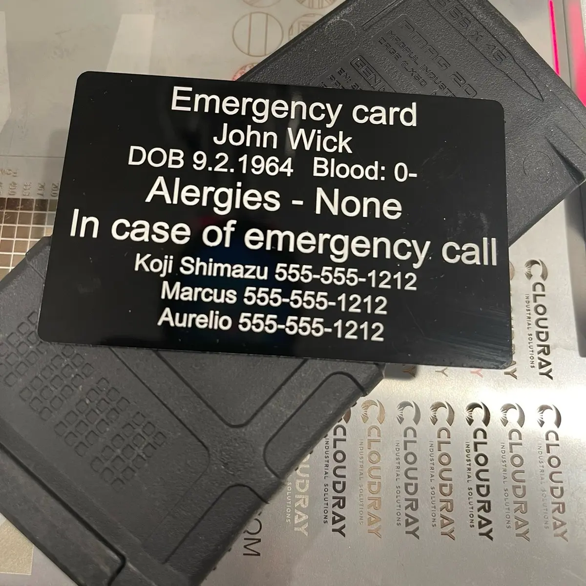 Custom Laser Engraved Emergency Cards - Aluminum -