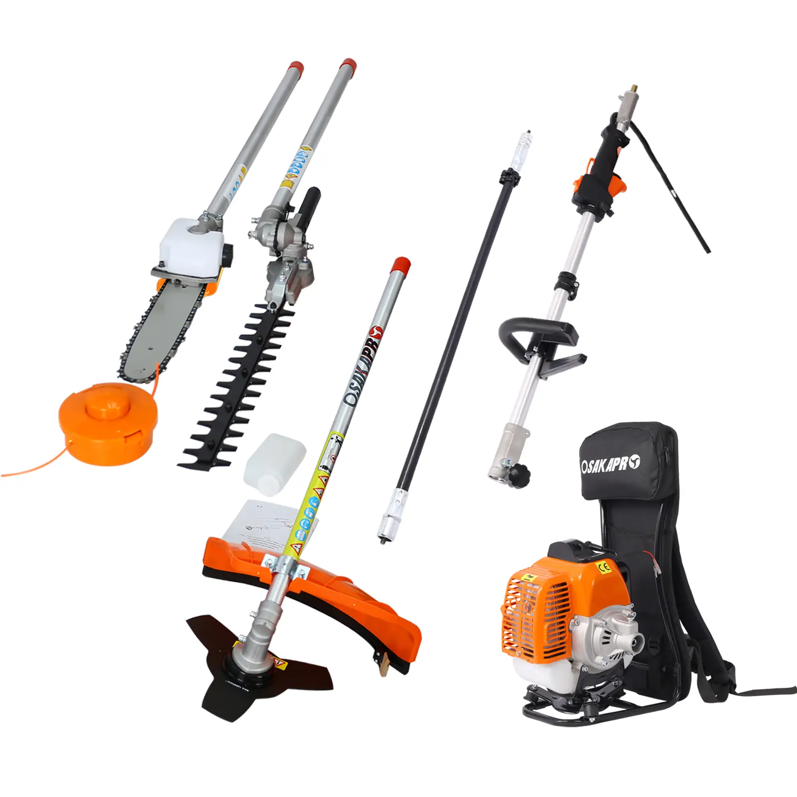 52CC 2-Cycle EPA Compliant Gasoline Power Head Backpack Trimming Tool System - 1.8 HP, 4-in-1 Metal Multitool with Quick Change Manual Attachments, Nylon Components, SAE#10W-30 Compatible, 1000ml Mixer Bottle for Bushes/Grass Trimming