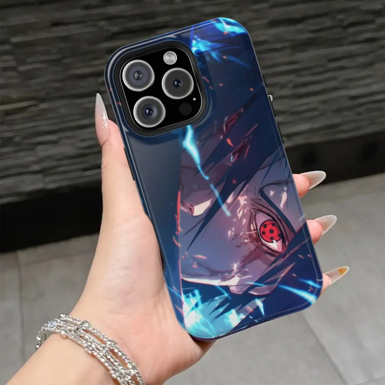 Uchiha Sharingan Anime Character Phone Case for iPhone 17 16 15 14 13 12 Impact-Resistant Dual-Layer Polycarbonate & TPU Full-Wrap Print Case