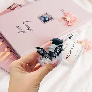 Floral Spooky Bat Phone Grip Clear Acrylic Griptok - Aesthetic Romantic Goth Cell Phone Stand Holder, Botanical Witchy Vampire Finger Ring Grip Accessory, Whimsical Halloween Gift for Dark Academia Lovers