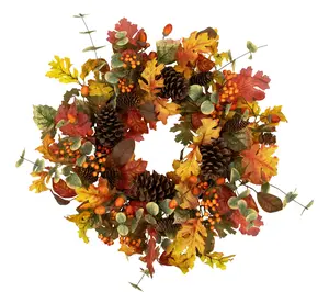 Northlight Berries and Pinecones Harvest Wreath 26" Unlit