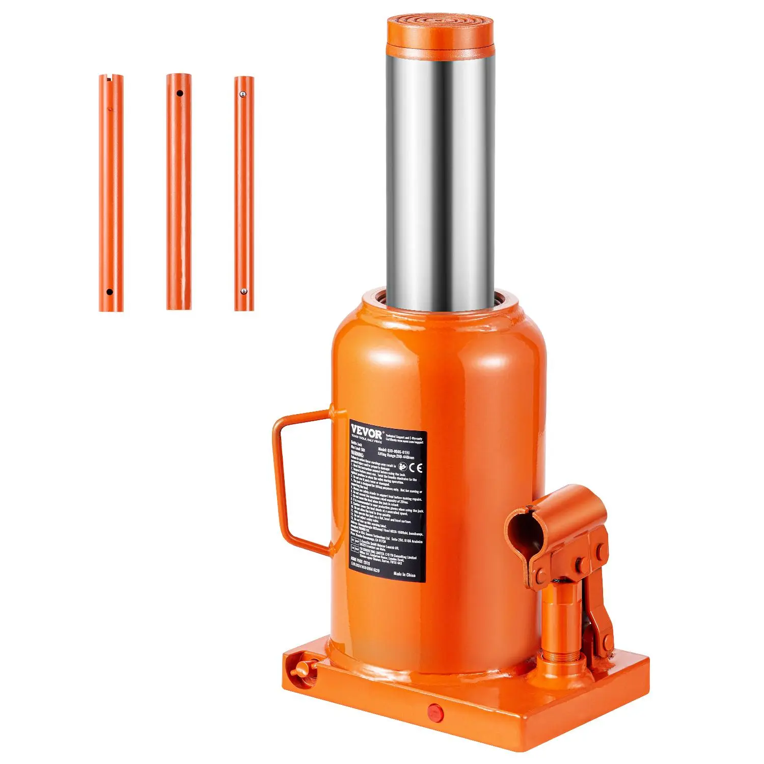 【summerfinds】VEVOR Hydraulic Bottle Jack, 50 Ton/110231 lbs Welded Bottle Jack with 11''-17.32'' Lifting Range & 3-Section Long Handle, for Car, Pickup, Truck, RV, Auto Repair, Industrial Engineering