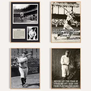 Babe Ruth Inspirational Quote Poster, Classic Motivational Baseball Print, Sports Wall Art Decor, Unframed Posters