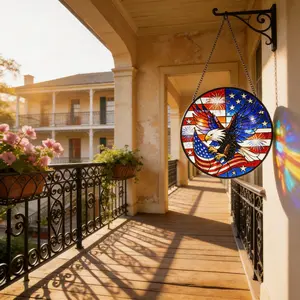 stained glass Hanging Stained Glass for Windows, 20cm/7.87inch Hand-Painted Sun Catcher Garden Hangings Mother's Day Christmas, Valentine's Day Ornaments Festival Gift