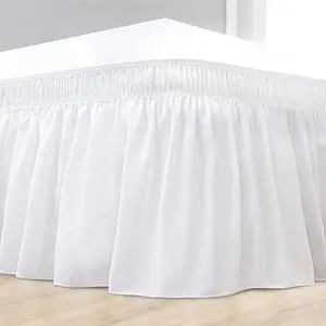 Three-Sided Fabric Bed Skirt, Elastic Dustproof Pleats, Custom 14-Inch Drape, Easy Installation, Fade Resistant