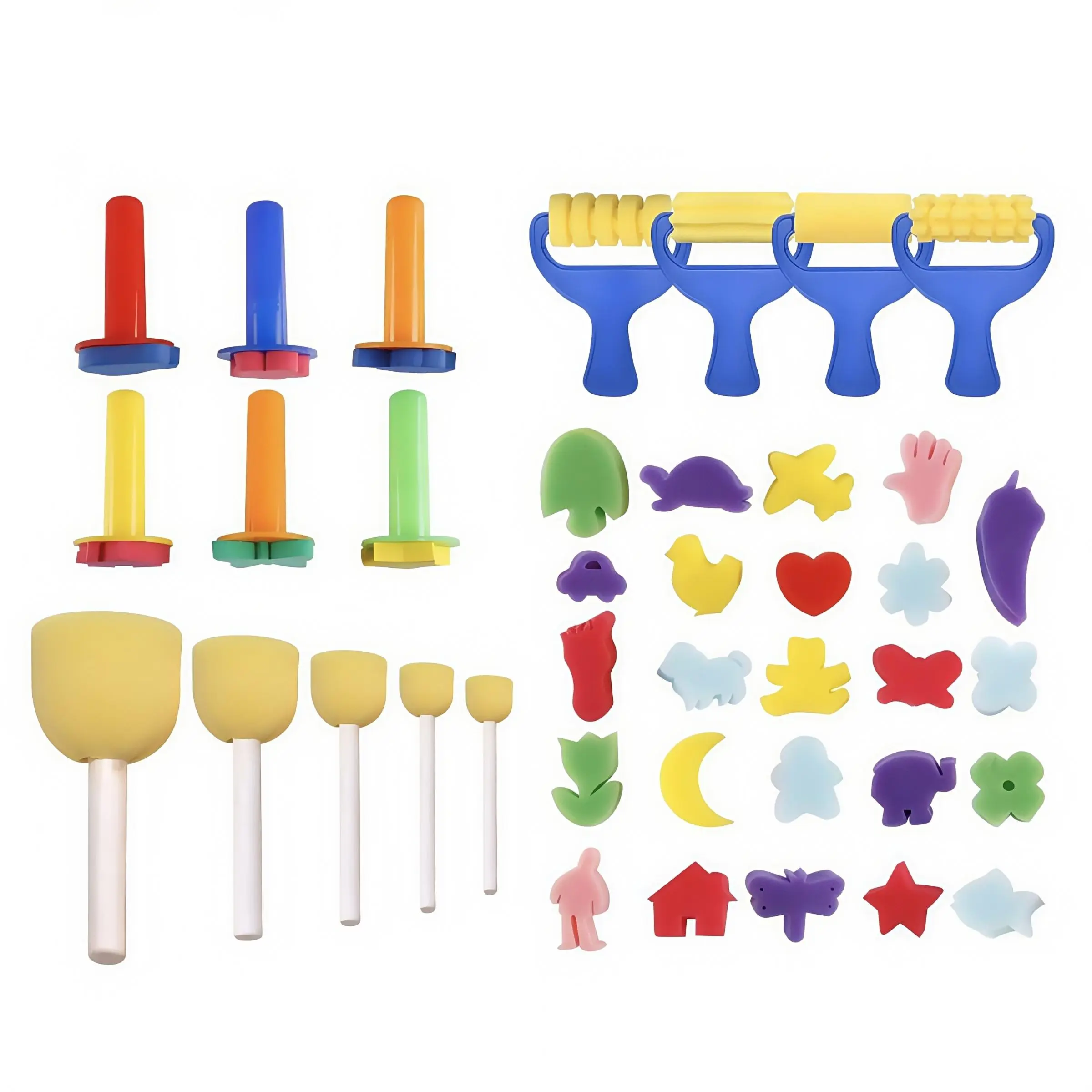 Painting Sponge Set, 39-Piece Art Craft Tools for Early Learning, Foam Brushes and Stamps Perfect for Creative Art Projects