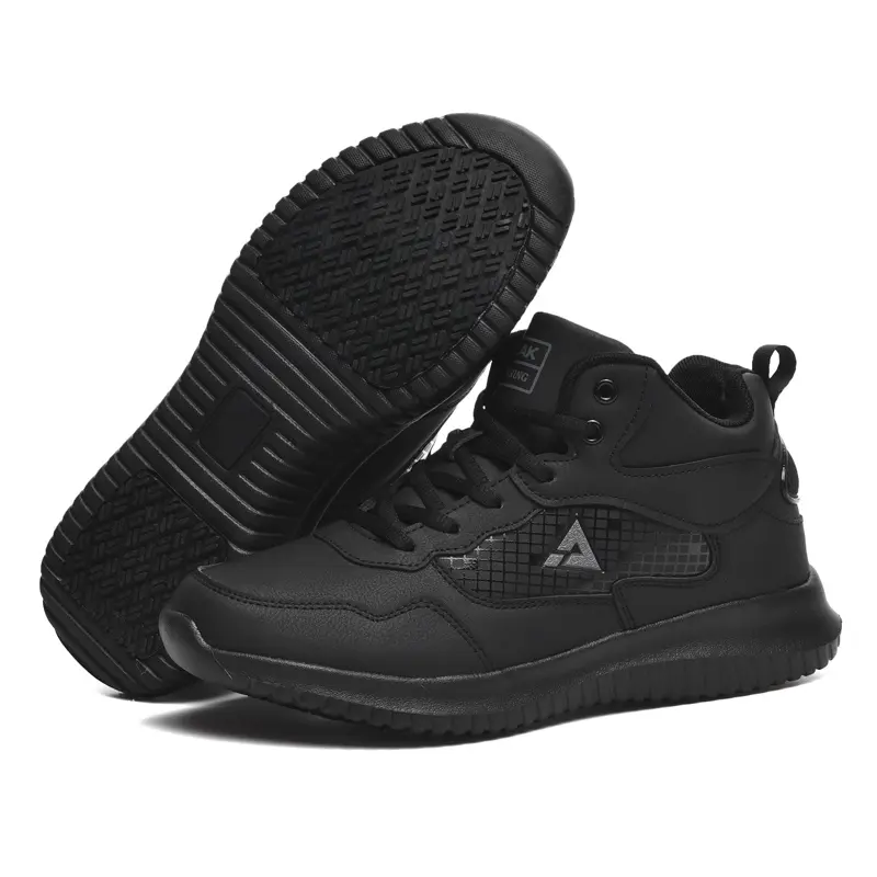 Men's Leather Work Shoes - Water-Resistant, Oil-Resistant, Breathable, Non-Slip Wet-Floor Grip, Lightweight Slip-On Footwear for Kitchen Chefs, All Seasons Casual Formal Chic Safety Footwear