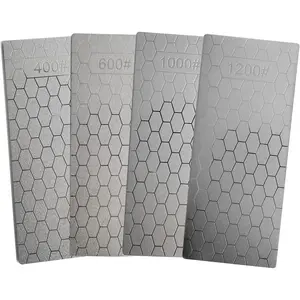 4 count  Sharpening Stone,  Sharpening Stone Whetstone Honeycomb Surface  Sharpener Plate with Non-Slip Base for for Pocket  , Outdoor Kitchen Tools