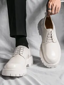 Men's Fashionable Lace Up Platform Shoes, Casual Comfortable Round Toe Flat Shoes for Daily Wear, Male All-match Basic Shoes for Daily Wear, Casual Oxford Shoes