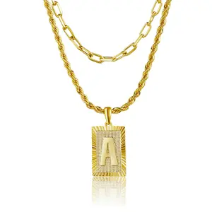 Tasiso 14K Gold Layered Initial Pendant Necklace Chunky Gold Belcher Chain Safety Pin Necklace for Women A-Z Alphabet Chain Accessories Gift Waterproof Hypoallergenic Eco Friendly Packaging