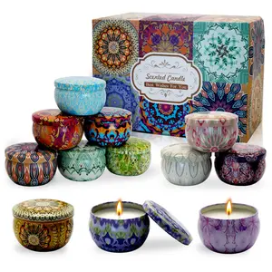 12 Pack Scented Soy Candle Gift Set, Essential Oil Aromatherapy Candles, Long Lasting Relaxing Scented, Perfect Gift for Women, Bath & Yoga