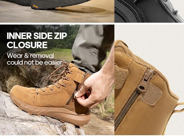 NORTIV 8 Men's Military Tactical Boot Lightweight Comfortable Boots for Work All Day Side Zipper Motorcycle Combat Hiking Boots 8 Inches