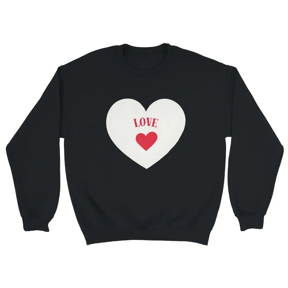Love Heart Sweatshirt - Valentine's Day Gift - Cozy Heart Sweater - Handmade for Her/Him