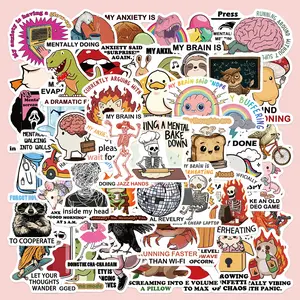 50pcs Mental Breakdown Stickers, Funny Decals, Suitable for Scrapbooks, Diaries, Laptops, Water Bottles, Cars, and Other Faith-based Designs; A Gift with A Positive Message.