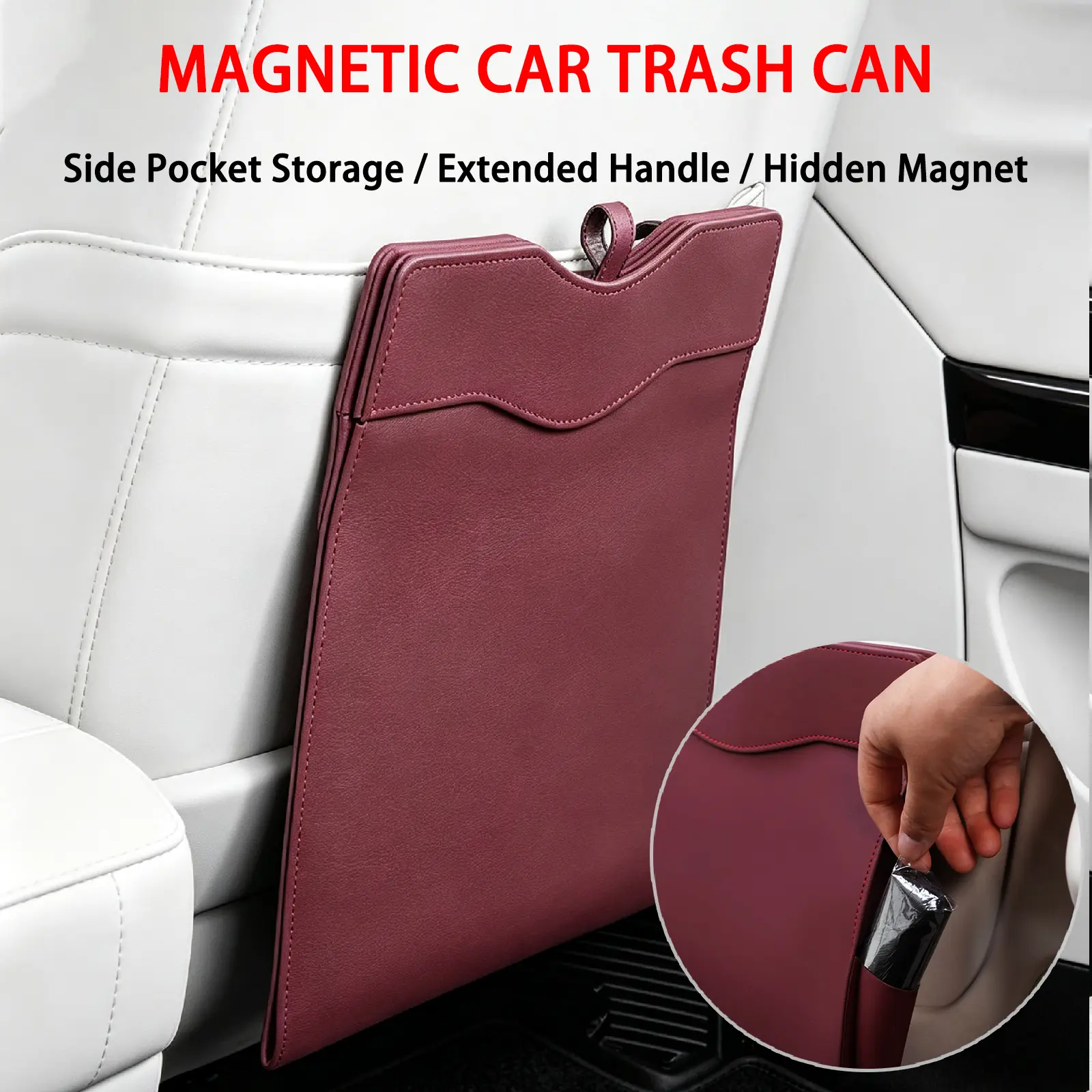 1-Set Car Trash Can with Bin Bags Kit, Mini Portable Lidded Trash Can, Car Interior Stowing & Tidying Accessory