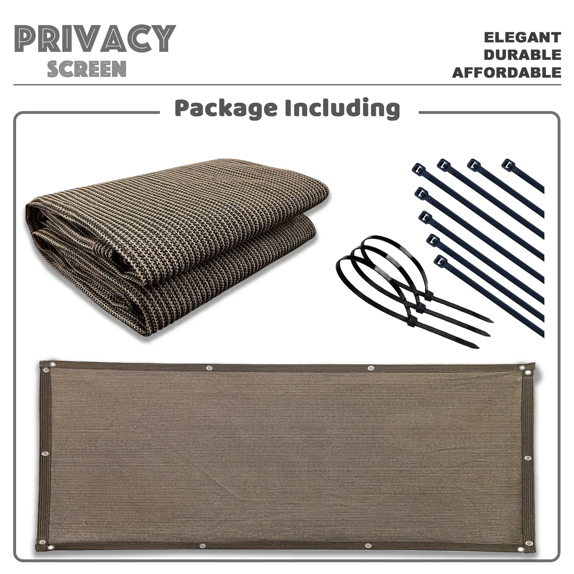 Privacy Screen 2FT-6FT Tall Balcony Fence Windscreen with Enforced Hems & Grommets for Outdoor Patio Canopy Adjustable Canopy UV-Blockable HDPE Fabric