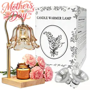 Safe Home Fragrance Solution Gold Floral Candle Warmer Lamp with Timer and Adjustable Height, No Flame Design Protects Family and Pets While Delivering Long Lasting Pleasant Scent