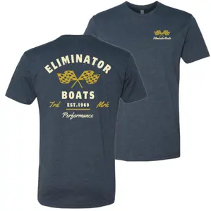 Eliminator Boats Performance T-Shirt, Vintage Graphic Tee, Soft Cotton Blend, Boating Lifestyle Apparel for Men & Women, Established 1969
