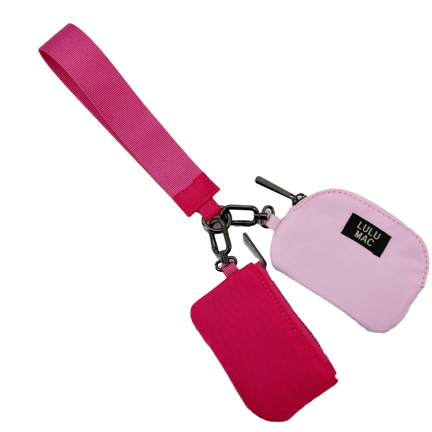 Lulu Mac Double Pouch Wristlets: Hot Pink/Light Pink