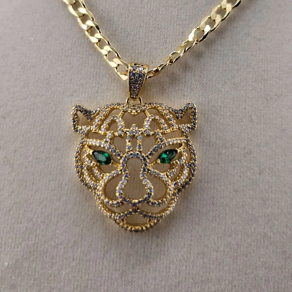72 - Pantera Pendant with Chain - Durable Gold-Tone Material Unique Tiger Design for Fashion Lovers - Perfect Gift for Stylish Accessories