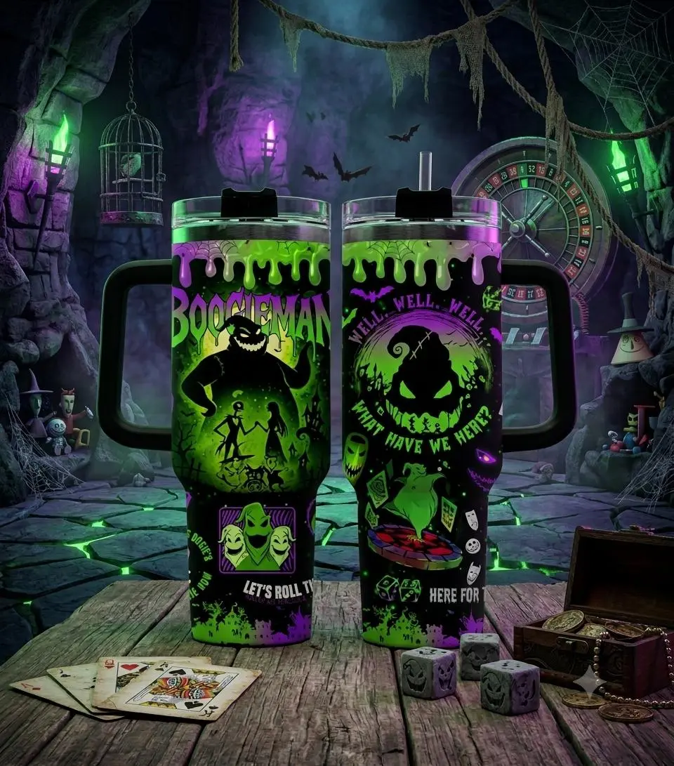 Halloween Oogie Boogie 40oz Tumbler, Boogie Man Stainless Tumbler, Horror Movie Tumbler Cup, Nightmare Before Christmas