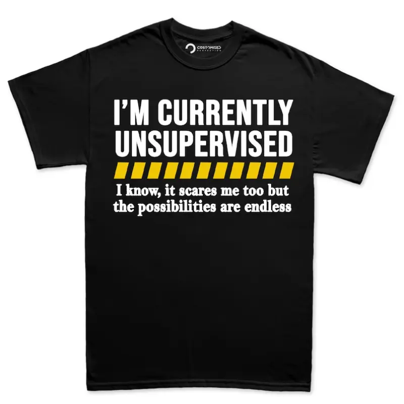 Men's Plus Size Cotton Short Sleeve T-Shirt - Normal Type, Round Neck, Classic Casual Wear, Relaxed Fit or Fitted Option, Comfy Sarcastic Dad Shirt for Father's Day, Currently Unsupervised Design