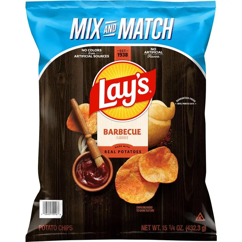 Lay's Crispy Barbecue Flavor Potato Chips - Savory Crunchy Snack, 15.25 oz