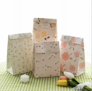 6 Pcs Floral Paper Gift Bags Tea Party Bags Goodie Bags Small Flower Candy Treat Bags for Wedding Bridal Baby Shower Birthday Mother's Day