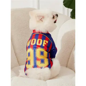 1pc Pet Dog/Cat Striped 99 Number Letter Printed Breathable Comfortable Sports Jersey