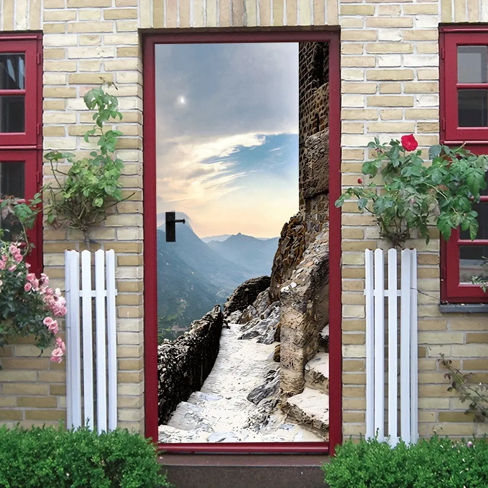 2pcs Chinese Great Wall Landscape Wall Sticker Removable Self Adhesive Wallpaper Mural for Bedroom Living Room Home Decor Cultural Theme Wall Decoration China Scenery Sticker