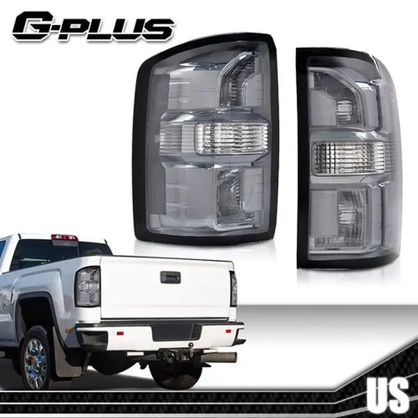 G-PLUS Smoked Lens Car Light Set - Rear Taillights Pair, Integrated Brake Lamps, SAE/DOT Approved, Weather-Resistant, UV-Resistant, Dustproof 4-Door Crew Cab Truck Accessories for 2016-2019 GMC Sierra 1500 2500 3500