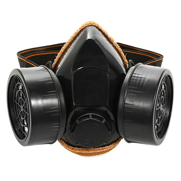 Half Face Respirator Mask Set with Anti-Fog Goggles for Painting & Woodworking, PVC Construction with Dual Filter Cartridge, Adjustable & Lightweight Fit for Comfortable All-Round Wearing, Activated Carbon-1547, Breathable Vent
