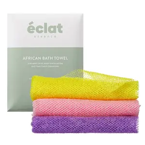 éclat African Bath Net Long Sponge – 1pc/ 3pcs Exfoliating Skin Smoother Shower Body Scrubber
