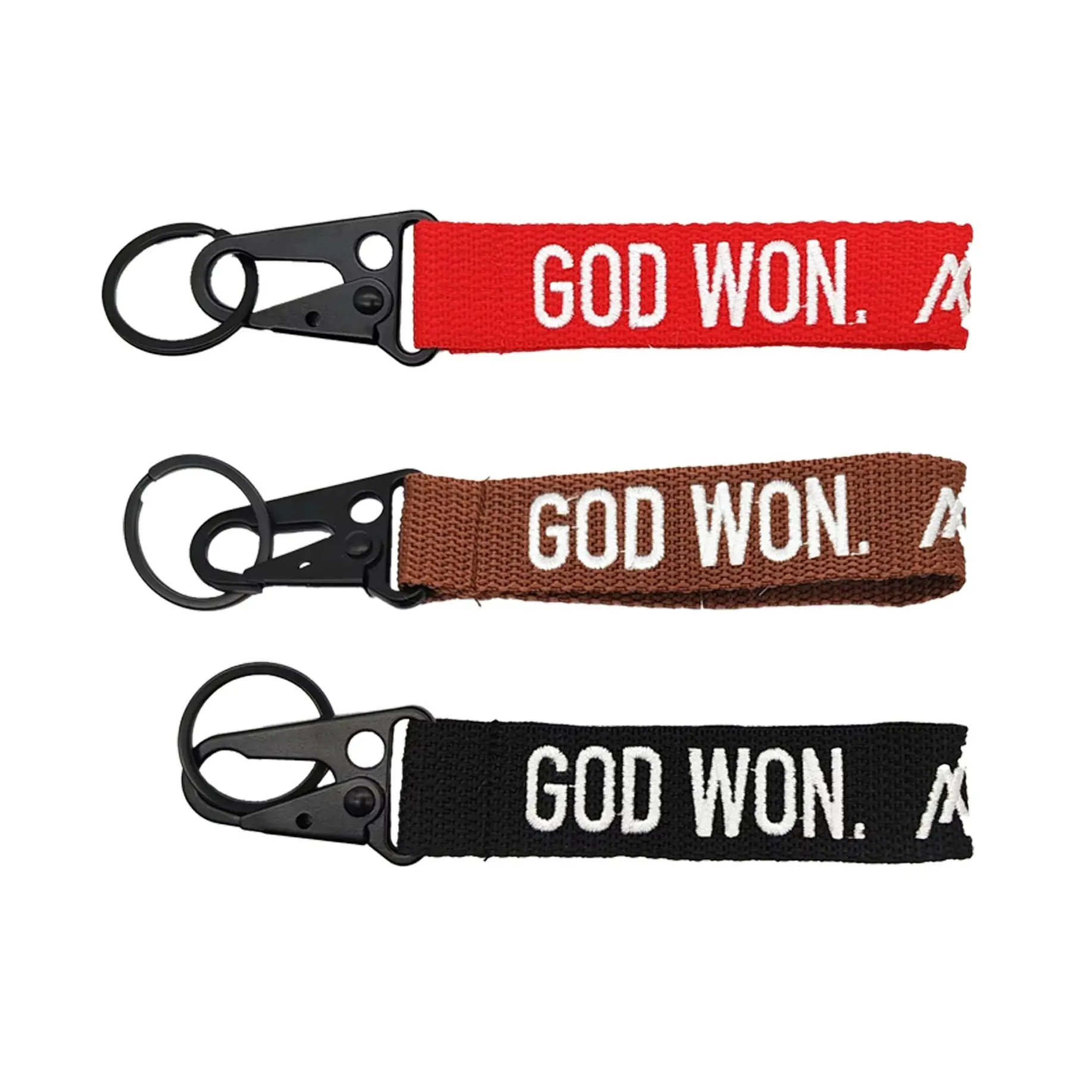 ‘God Won’ Embroidered Keychain