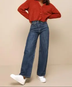 Trendiest Choice Dark Wash High-Rise Wide-Leg Jeans woman