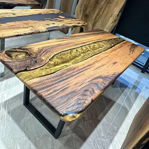 [OSM009] Olive Wood Epoxy Table custom epoxy river slab table, Executive Desk, Custom Large Epoxy River Table, Solid Wood Slabs Table, Large Computer Office Desk Workstation, Business Furniture for Home Office
