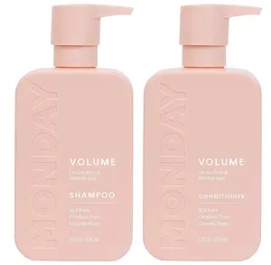 MONDAY HAIRCARE Volume Shampoo + Conditioner Set (2 Pack) 12oz Each for Thin, Fine, and Oily Hair, Made from Coconut Oil, Ginger Extract, & Vitamin E, Recyclable Bottles