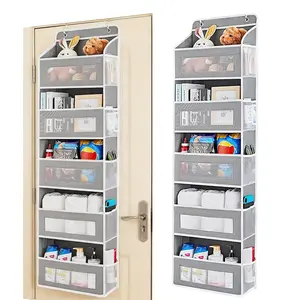 2026 New Over-The-Door Hanging Storage Box 5-Tier Organizer – Heavy Duty 20KG, 5 Large Pockets with Clear Mesh Rack, Anti-Tip Space-Saving Shelf for Bedroom, Bathroom, Kitchen & Pantry Home Organization