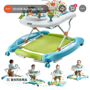 VEVOR 4-in-1 Baby Walker, Foldable Baby Activity Center on Wheels, 3 Adjustable Height