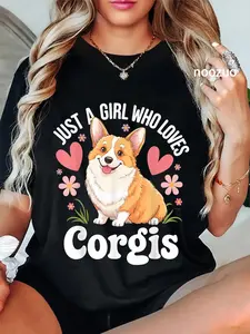 100% Cotton Unisex Just a girl who loves Corgis T-Shirt Casual Graphic Printed Tee