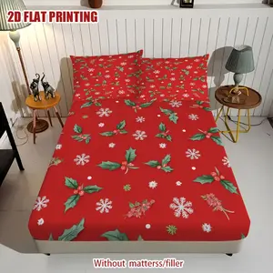 3pcs, Christmas Bedding Set, 2D FLAT PRINTING Christmas snowflakes winter Chic Fashionable Bedspread Set, Decorative Bedsheet Sets
