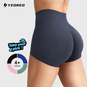 YEOREO Women’s 2.5" No Front Seam Biker Shorts High Waist Seamless Active Shorts for Gym Yoga Running