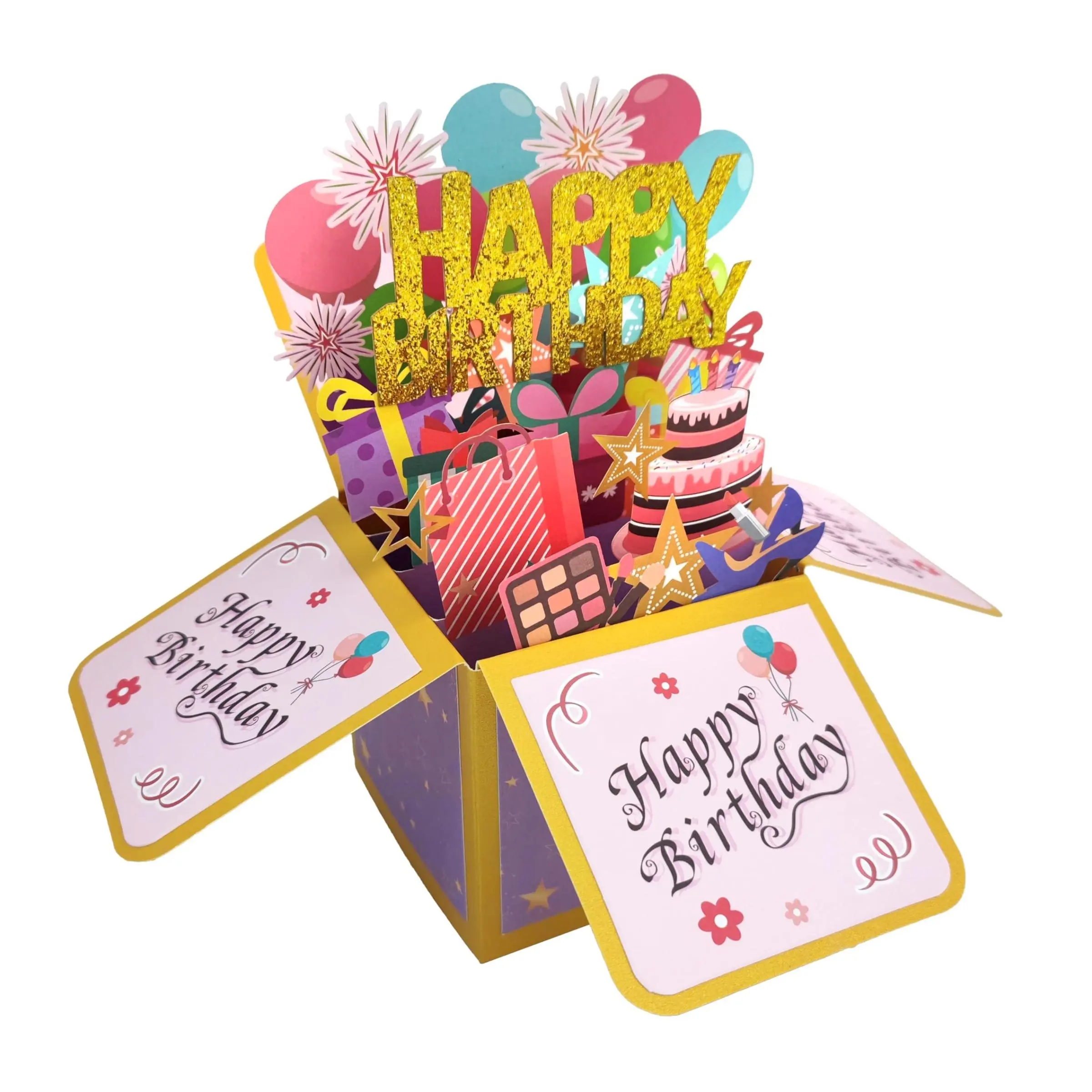 3D Birthday Pop Up Card, 1 Set Happy Birthday Interactive Greeting Card with Envelope, Birthday Gift for Daughter, Son, Mom, Dad, Friend, Fun Party Cards