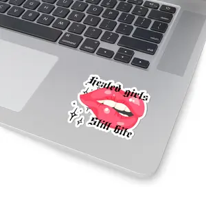 Biting Lips Graphic Kiss-Cut Stickers | Pink Lip Art, Gothic Text